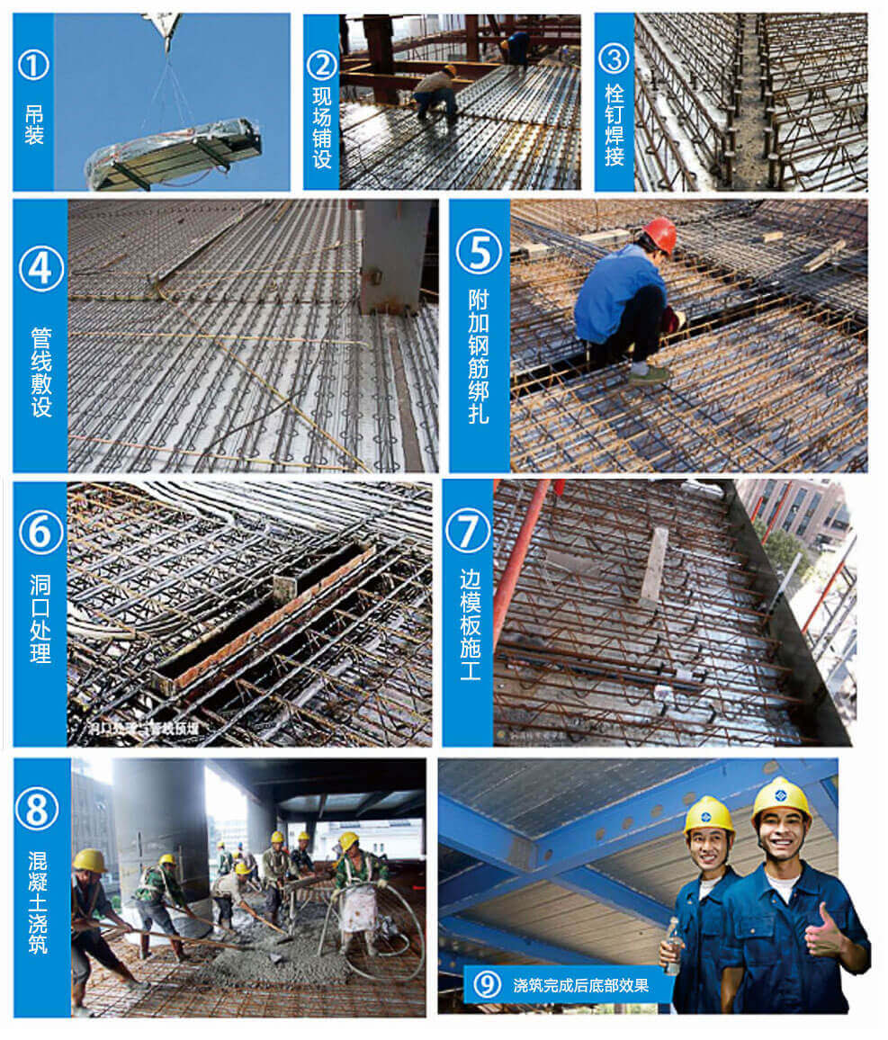 寶潤達(dá)鋼筋桁架樓承板-施工流程